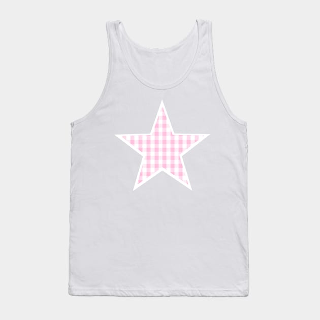 Soft Pink Gingham Star Tank Top by bumblefuzzies